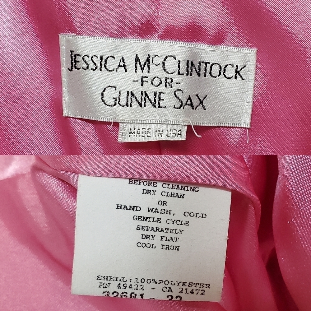 BarbieCore 90s Vintage Jessica McClintock Gunne Sax Pink Satin High Low Dress L - Picture 16 of 16